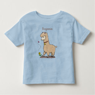 Cute happy alpaca met vlinder cartoon kinder shirts
