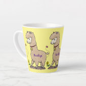 Cute happy alpaca met vlinder cartoon latte mok (Linkerhoek)