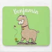 Cute happy alpaca met vlinder cartoon muismat (Voorkant)