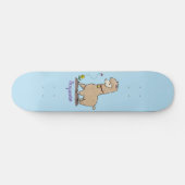 Cute happy alpaca met vlinder cartoon persoonlijk skateboard (Horizontaal)