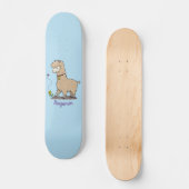 Cute happy alpaca met vlinder cartoon persoonlijk skateboard (Voorkant)