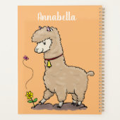 Cute happy alpaca met vlinder cartoon planner (Achterkant)