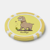 Cute happy alpaca met vlinder cartoon poker chips (Enkel)