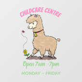 Cute happy alpaca met vlinder cartoon raamsticker (Vel)