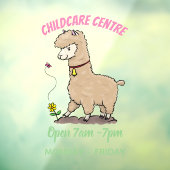 Cute happy alpaca met vlinder cartoon raamsticker (Vel 3)