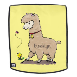 Cute happy alpaca met vlinder cartoon rugtassen