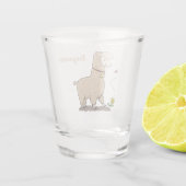 Cute happy alpaca met vlinder cartoon shot glas (Achterkant)