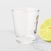 Cute happy alpaca met vlinder cartoon shot glas (Links)