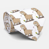 Cute happy alpaca met vlinder cartoon stropdas (Opgerold)