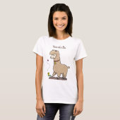 Cute happy alpaca met vlinder cartoon t-shirt (Voorkant volledig)