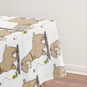 Cute happy alpaca met vlinder cartoon tafelkleed