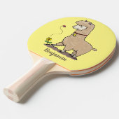 Cute happy alpaca met vlinder cartoon tafeltennisbatje (Voorkant Gekanteld)