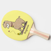 Cute happy alpaca met vlinder cartoon tafeltennisbatje (Zijkant)