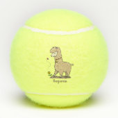 Cute happy alpaca met vlinder cartoon tennisballen (Achterkant)
