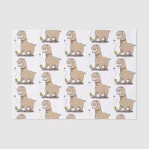 Cute happy alpaca met vlinder cartoon tissuepapier