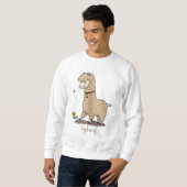 Cute happy alpaca met vlinder cartoon trui (Voorkant volledig)