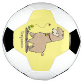 Cute happy alpaca met vlinder cartoon voetbal (Gedraaid)