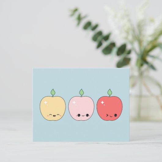 Cute Happy Apples Briefkaart (Staand voorkant)