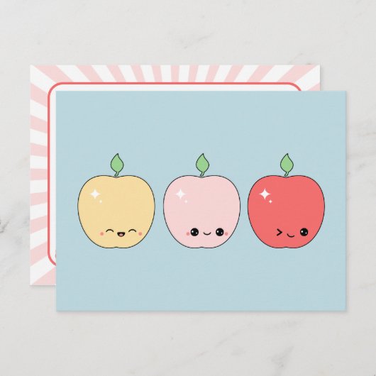 Cute Happy Apples Briefkaart (Voorkant / Achterkant)