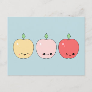 Cute Happy Apples Briefkaart