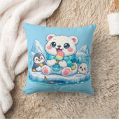 Cute Happy Artische IJsbeer Kawaii Kussen Kussenho (Deken)