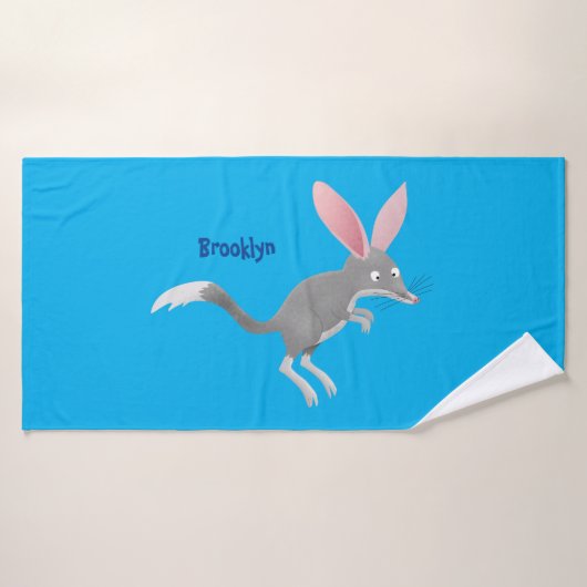 Cute happy Australian bilby cartoon Bad Handdoek (Badhanddoek)