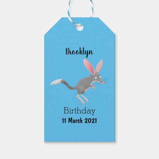 Cute happy Australian bilby cartoon Cadeaulabel (Voorkant)