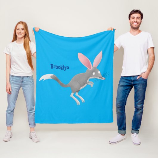 Cute happy Australian bilby cartoon Fleece Deken (In situ)