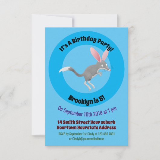 Cute happy Australian bilby cartoon Kaart (Voorkant)