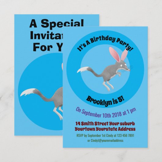 Cute happy Australian bilby cartoon Kaart (Voorkant / Achterkant)