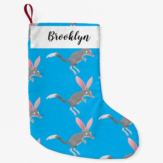 Cute happy Australian bilby cartoon Kleine Kerstsok (Voorkant)