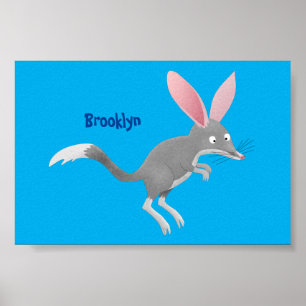 Cute happy Australian bilby cartoon Poster