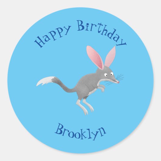 Cute happy Australian bilby cartoon Ronde Sticker (Voorkant)