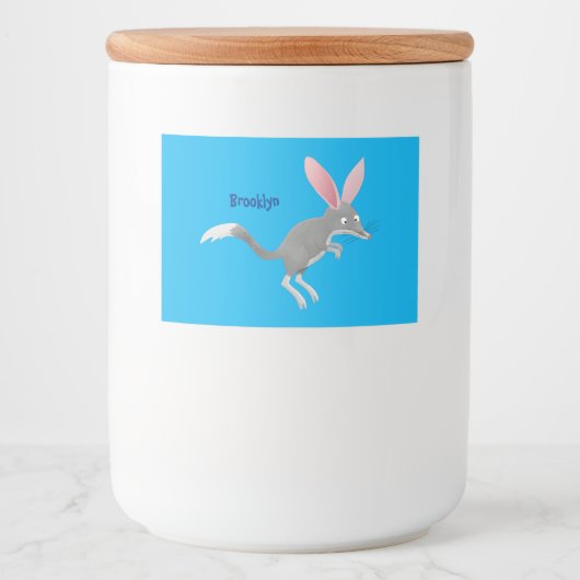 Cute happy Australian bilby cartoon Voedselcontainer Etiket (Voorkant)