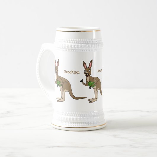 Cute happy Australian kangaroo illustratie Bierpul (Voorkant links)