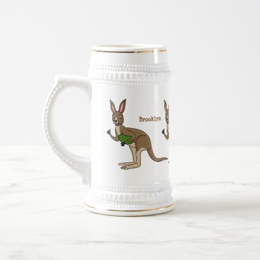 Cute happy Australian kangaroo illustratie Bierpul (Links)