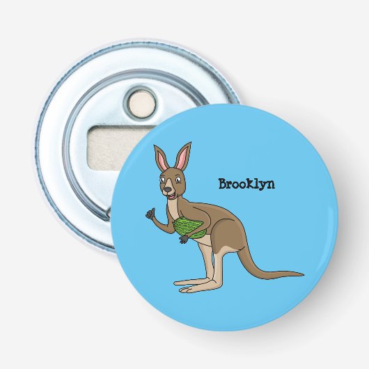 Cute happy Australian kangaroo illustratie Button Flesopener (Voorkant)