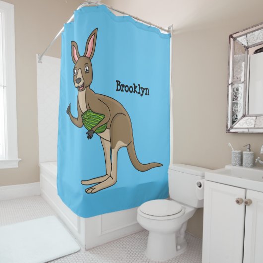 Cute happy Australian kangaroo illustratie Douchegordijn (In situ)