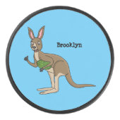 Cute happy Australian kangaroo illustratie Hockey Puck (Voorkant)