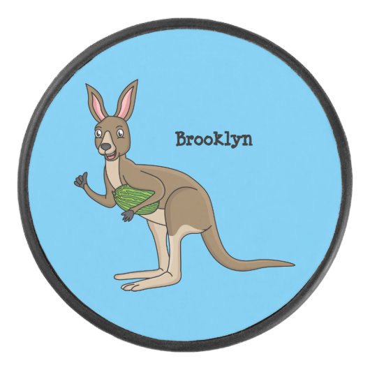 Cute happy Australian kangaroo illustratie Hockey Puck (Voorkant)