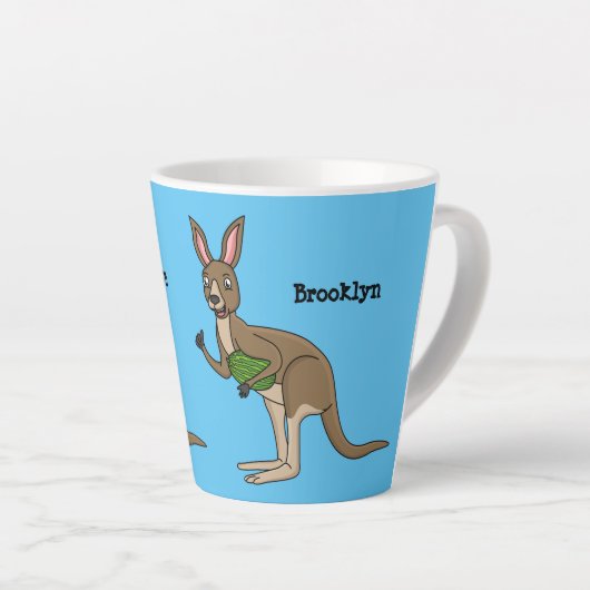 Cute happy Australian kangaroo illustratie Latte Mok (Rechterhoek)