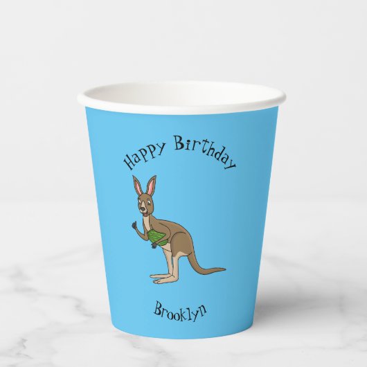 Cute happy Australian kangaroo illustratie Papieren Bekers (Voorkant)