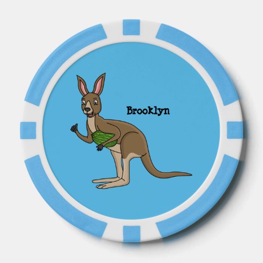 Cute happy Australian kangaroo illustratie Poker Chips (Voorkant)