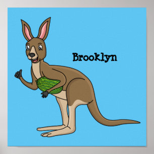 Cute happy Australian kangaroo illustratie Poster