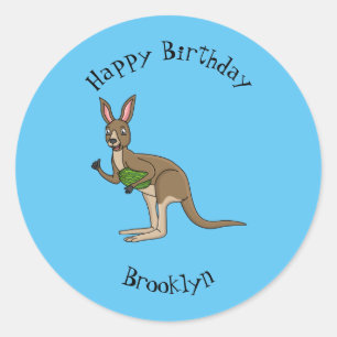 Cute happy Australian kangaroo illustratie Ronde Sticker