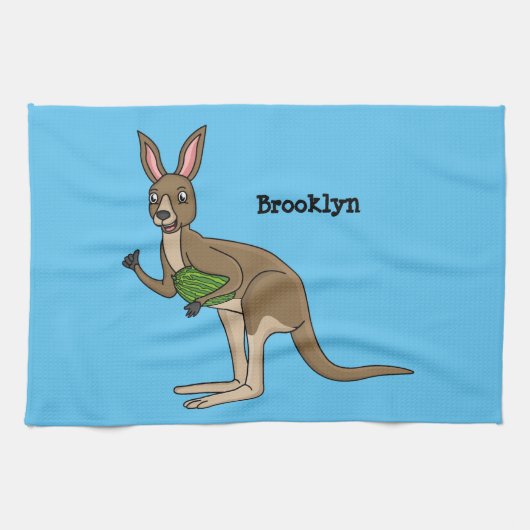 Cute happy Australian kangaroo illustratie Theedoek (Horizontaal)