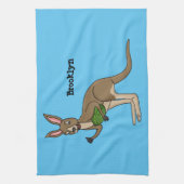 Cute happy Australian kangaroo illustratie Theedoek (Verticaal)