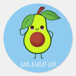 Cute Happy Avocado Fruit Custom Color/Text Sticker