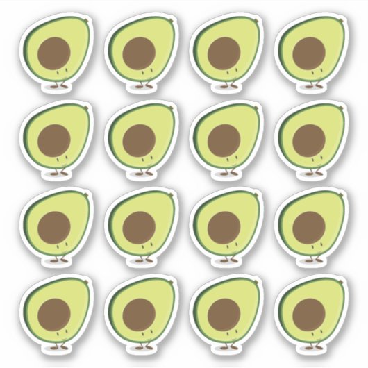 Cute Happy Avocado Sticker (Voorkant)