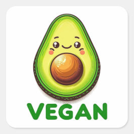 Cute Happy Avocado Vegan Lifestyle Vierkante Sticker